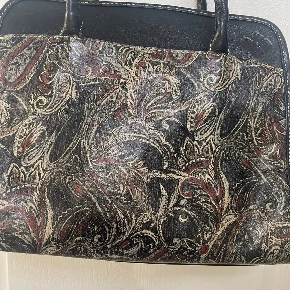 Patricia Nash Paris black shoulder bag w/ paisley design